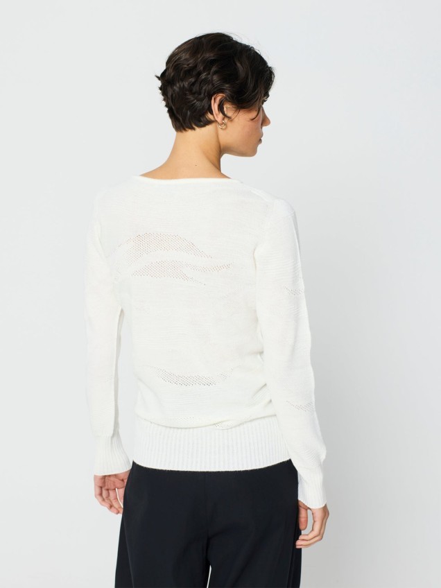 Camisola de Malha com Padrão Texturizado e Vazado