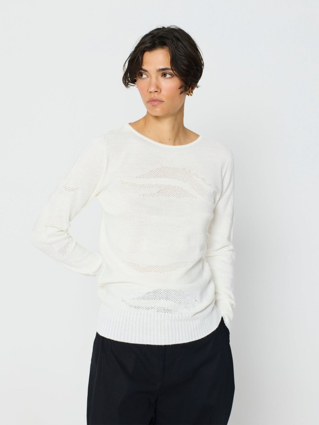 Camisola de Malha com Padro Texturizado e Vazado