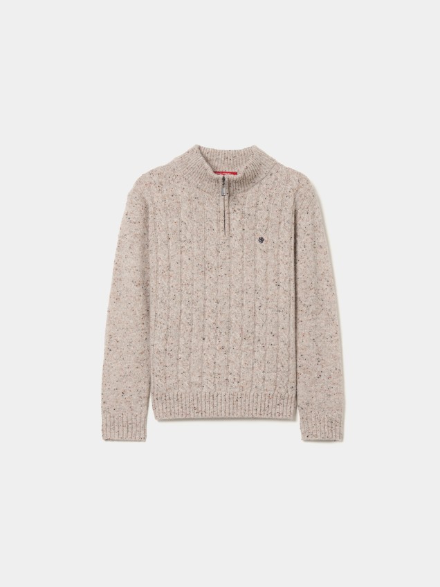 Camisola de Malha Tricotada Meia Gola