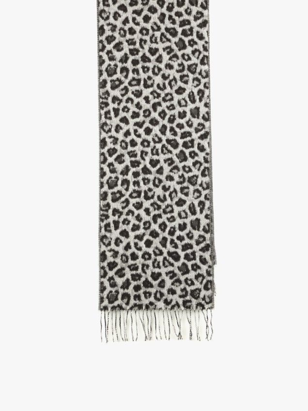 Cachecol Padro Leopardo e Franjas