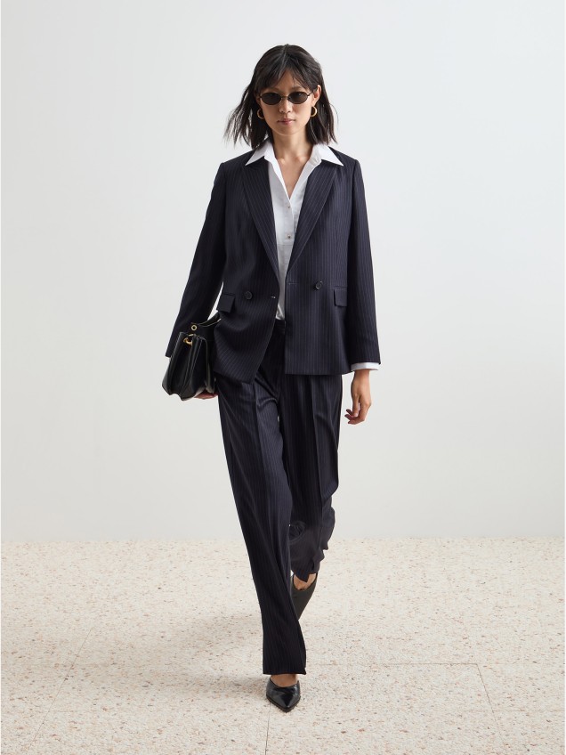 Blazer com Padrão de Riscas