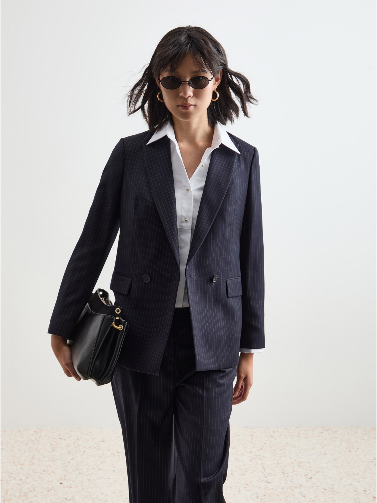 Blazer com Padrão de Riscas