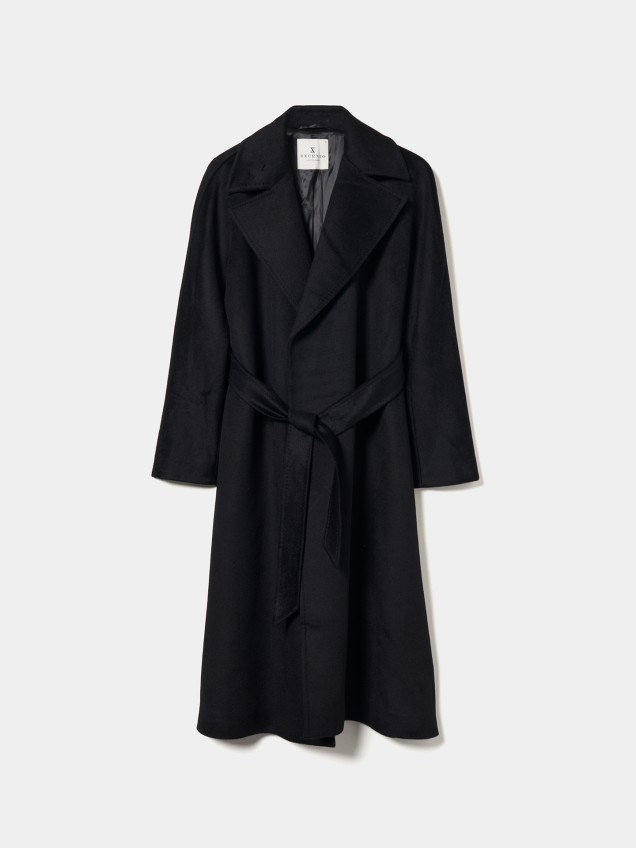 Casaco Comprido de Lã com Cinto