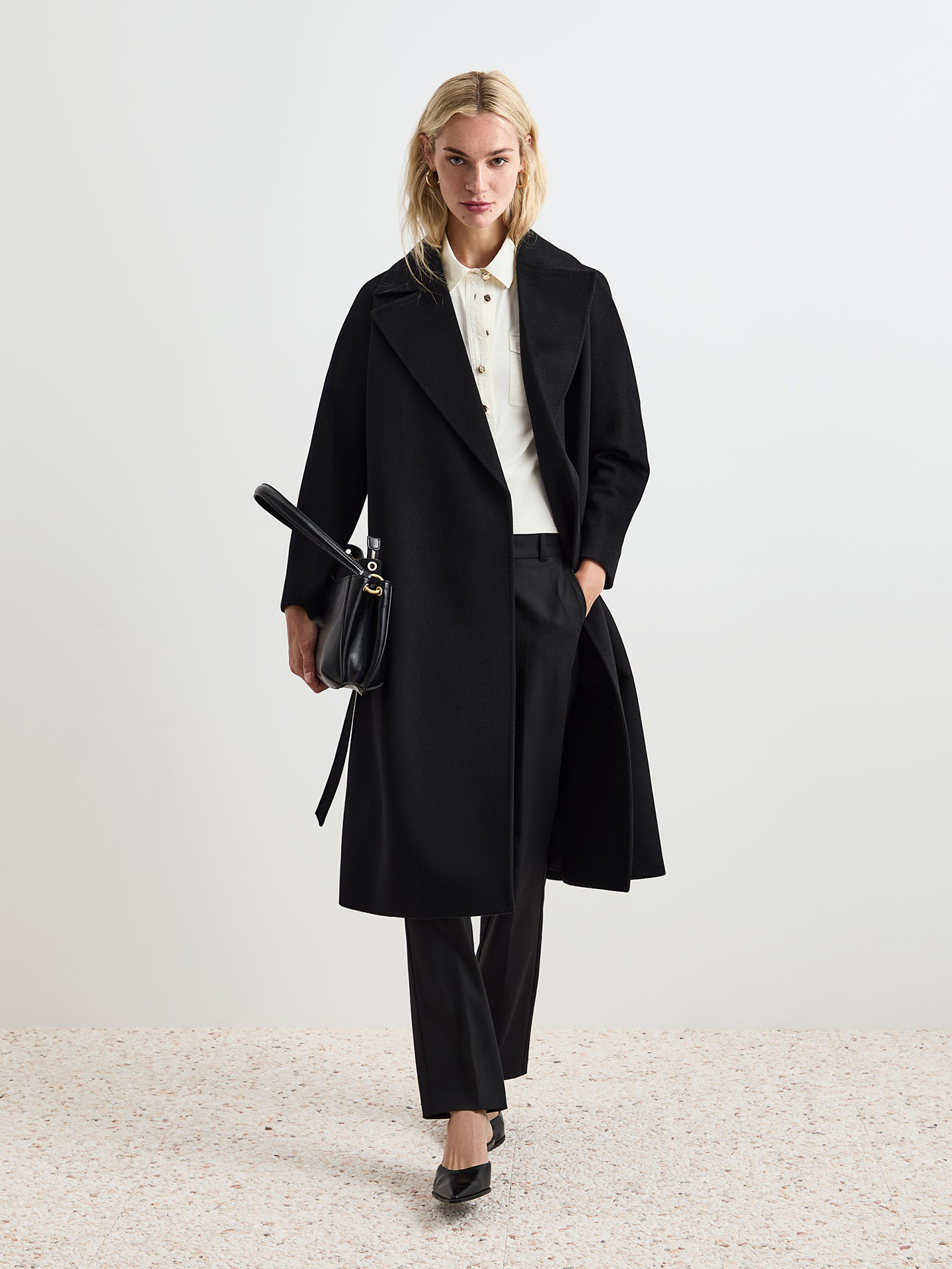 Casaco Comprido de Lã com Cinto