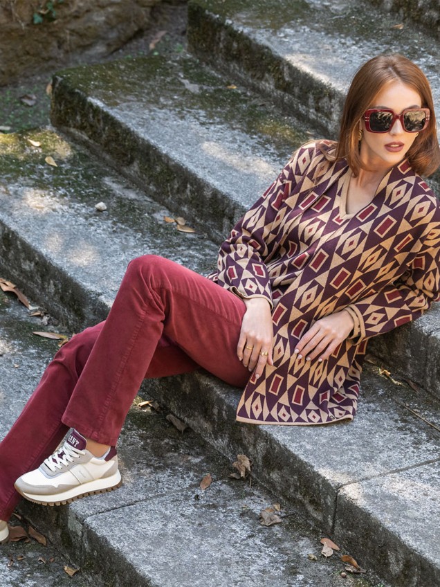 Casaco de Malha com Padrão Geométrico