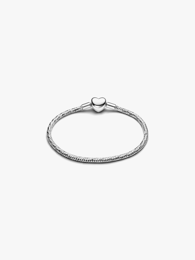 Pulseira Malha Snake Facetada e Fecho de Coração