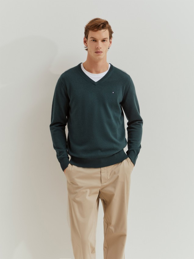 Pullover de Malha com Decote em V