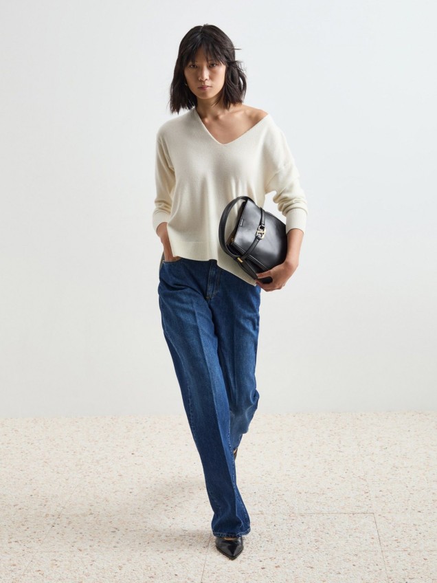 Camisola de Lã com Decote em V