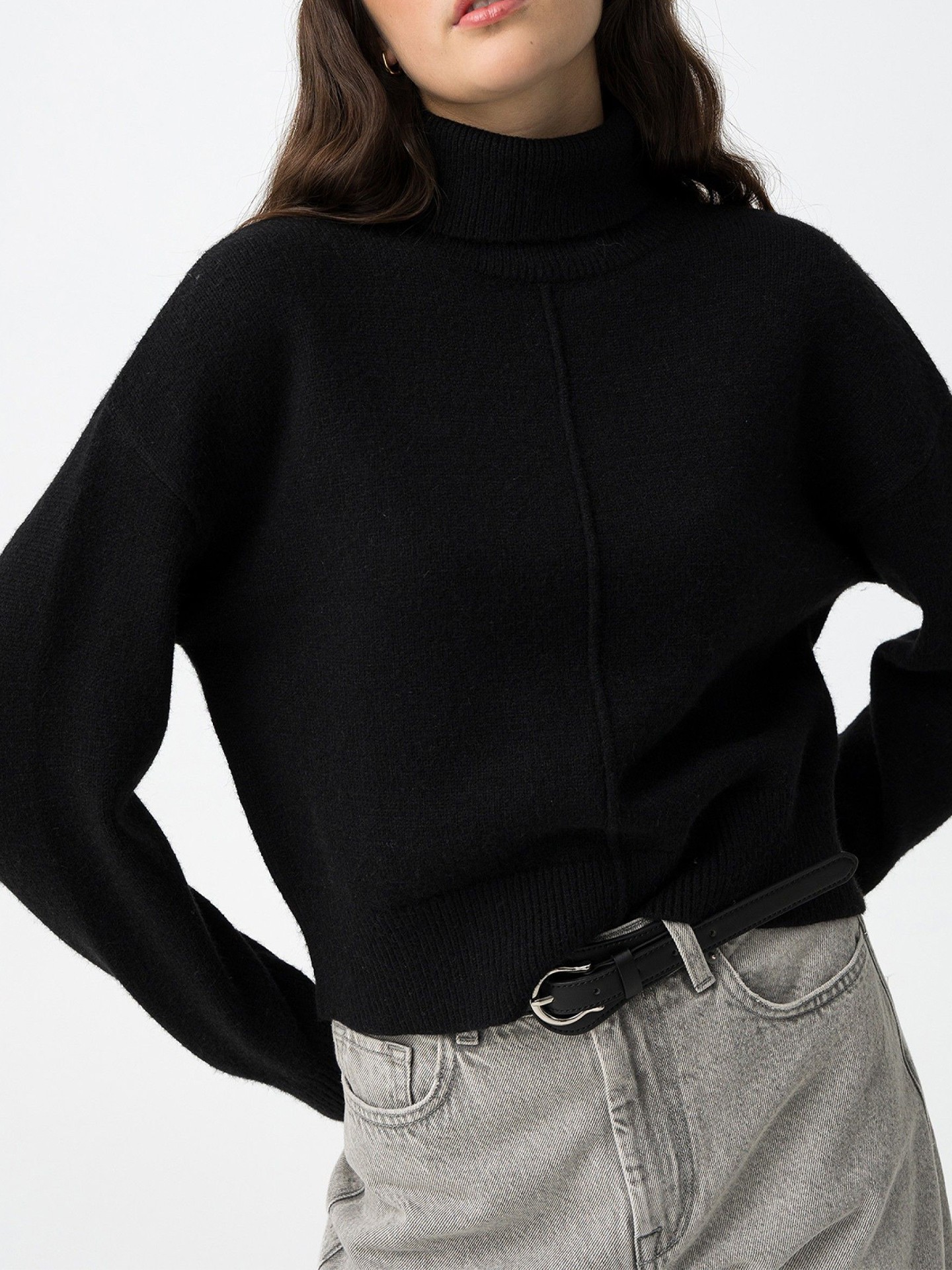 Camisola de Malha com Gola Alta