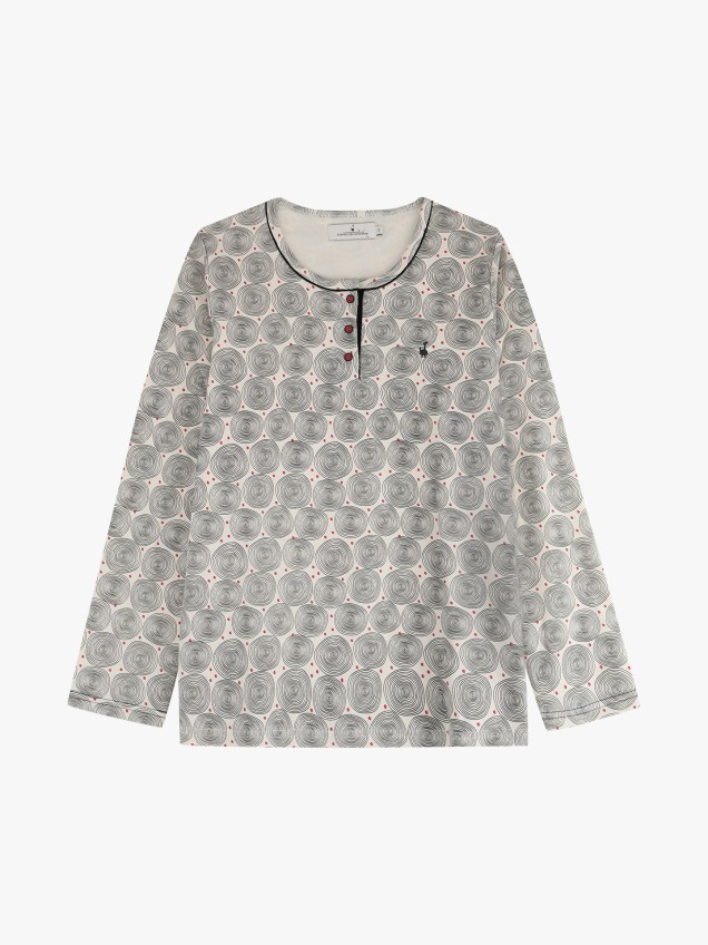 Pijama Estampado com Calças Lisas