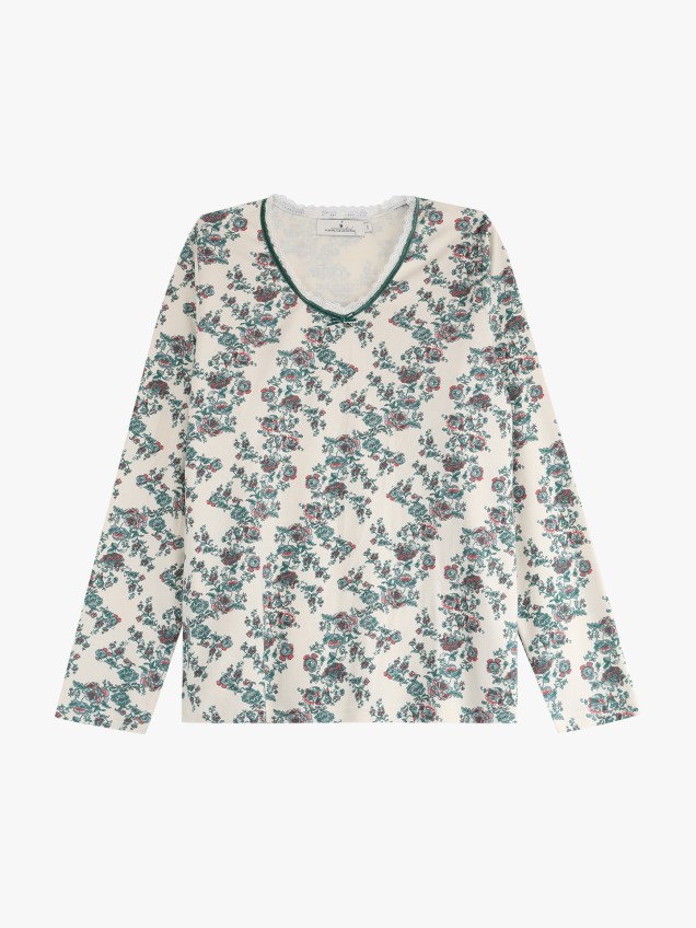 Pijama Estampado com Calças Lisas