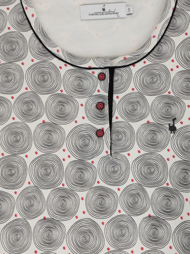 Pijama Estampado com Calças Lisas