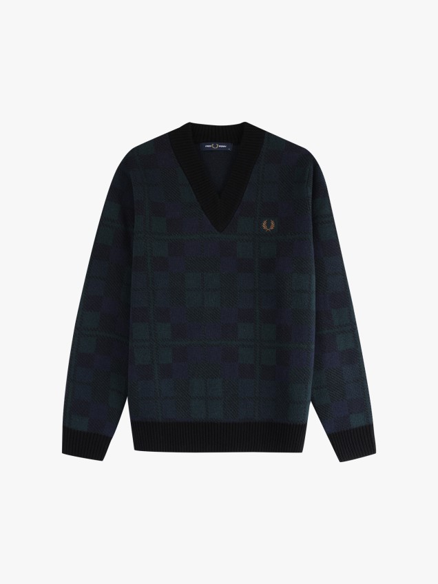 Camisola de Malha com Padrão Tartan K1554