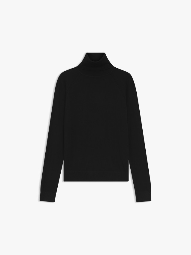 Camisola de Lã com Gola Alta Enrolada