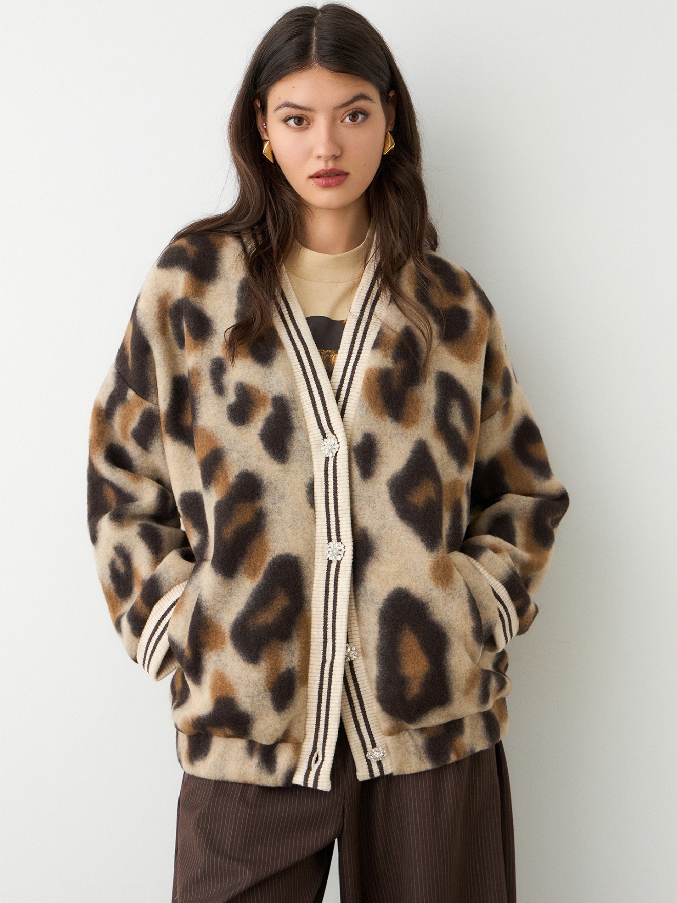 Casaco com Estampado de Leopardo