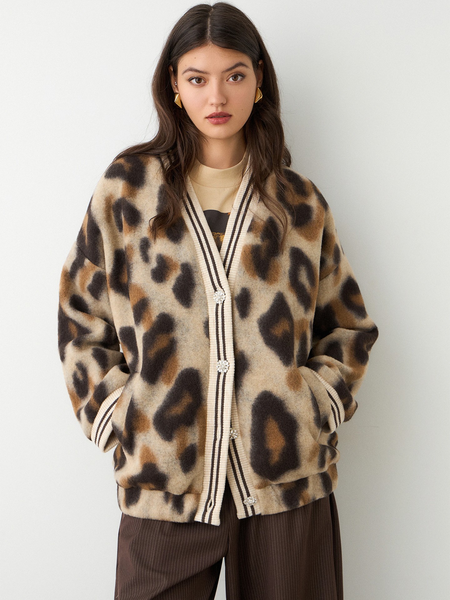 Casaco com Estampado de Leopardo