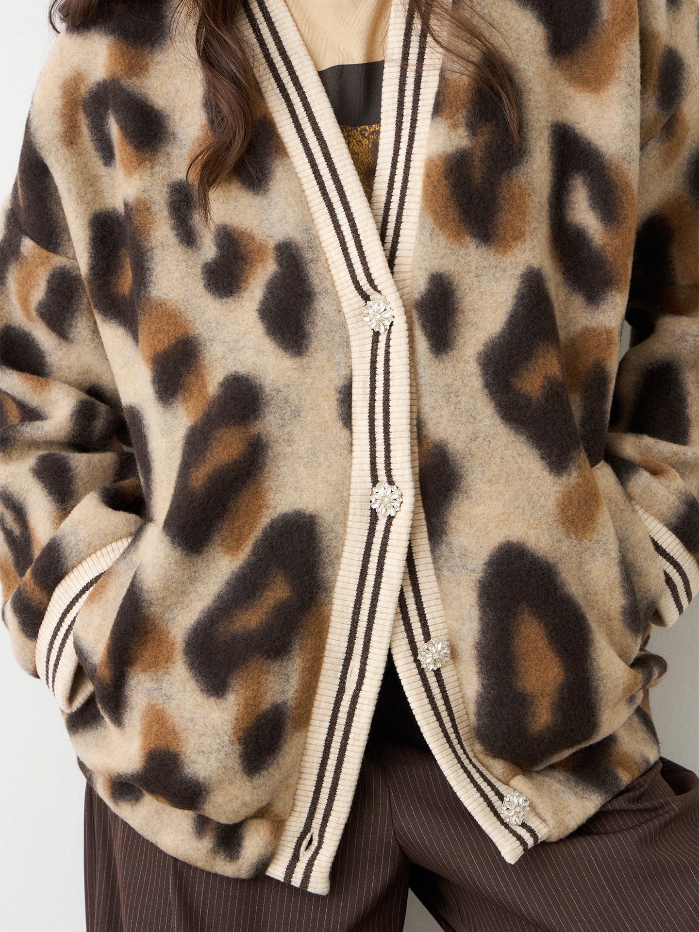 Casaco com Estampado de Leopardo