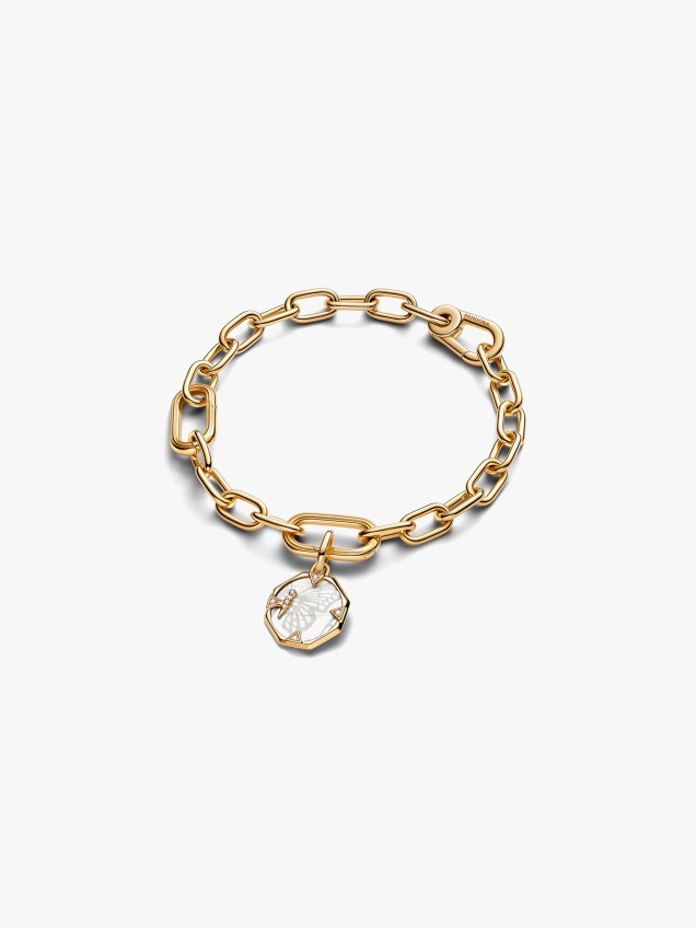 Conta Medalhão Borboleta Perolada