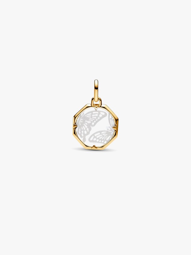 Conta Medalhão Borboleta Perolada