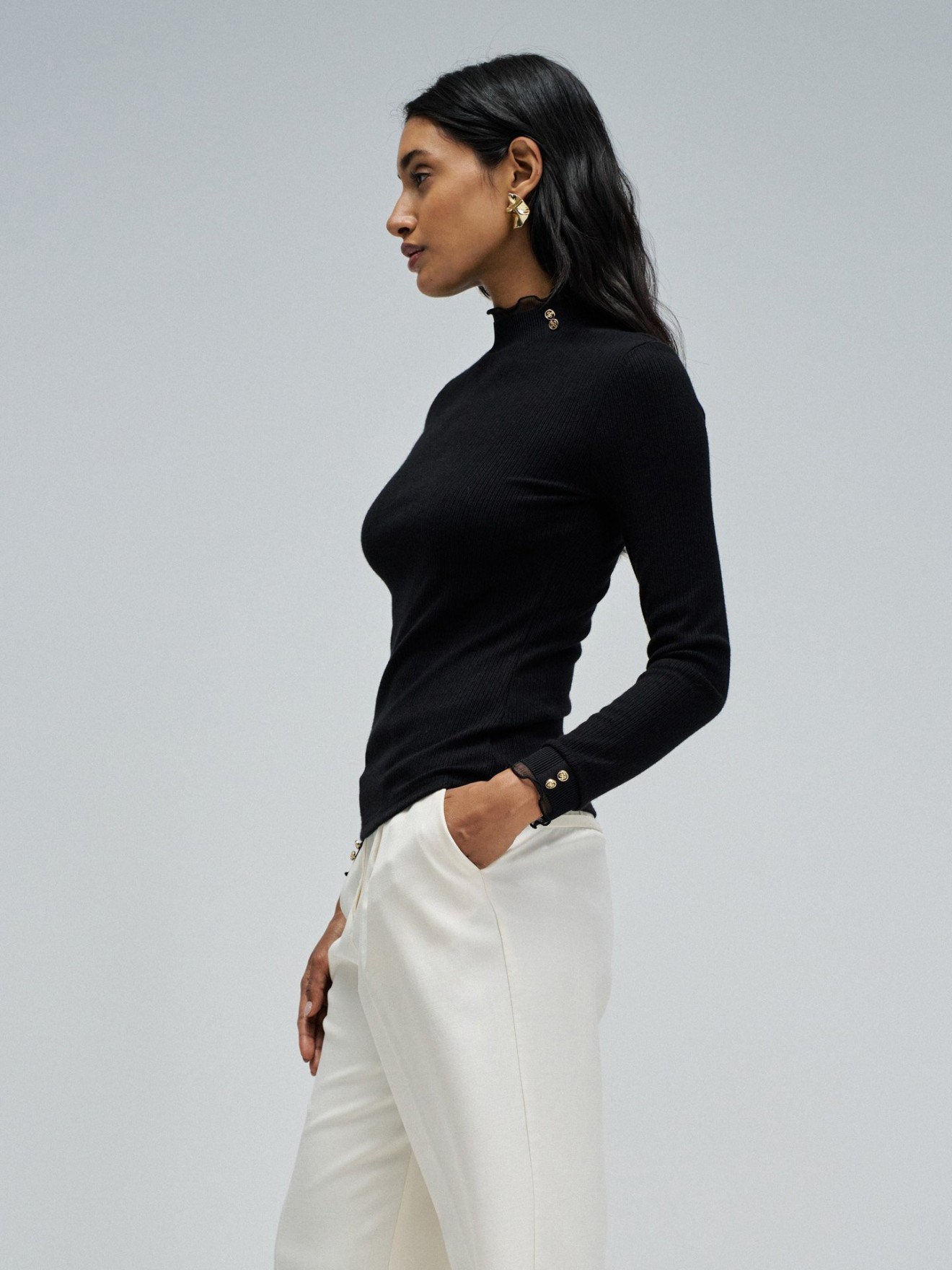 Camisola de Malha com Gola Alta