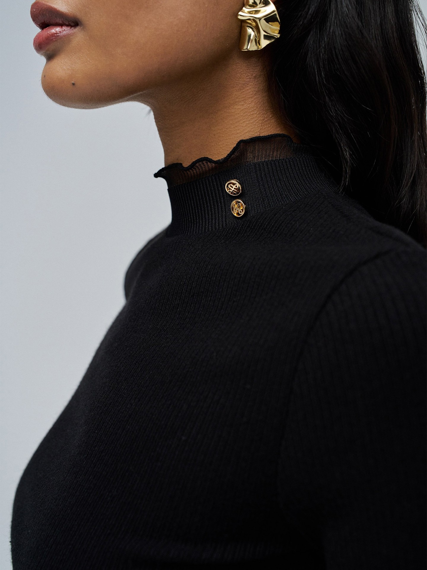 Camisola de Malha com Gola Alta