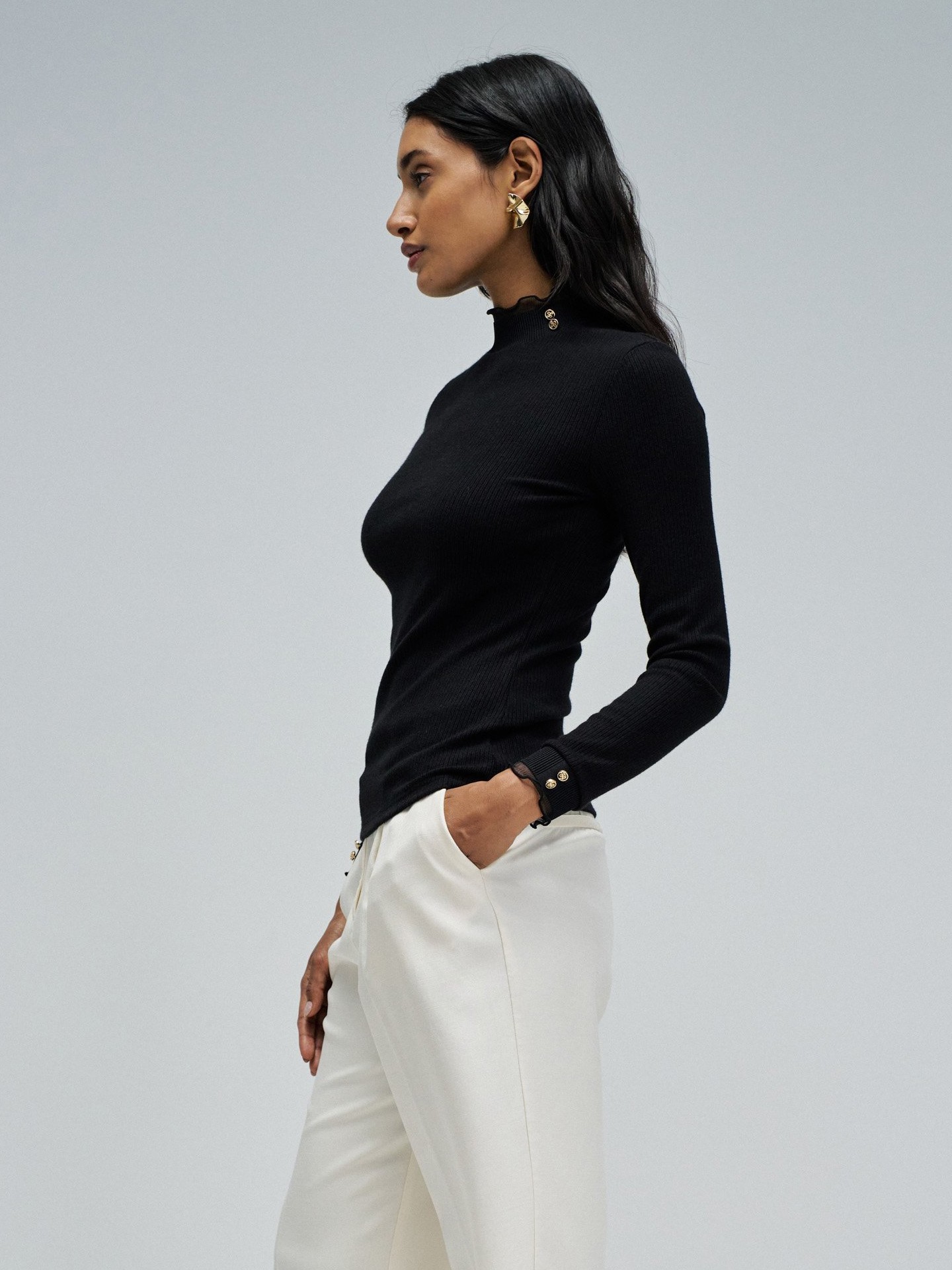 Camisola de Malha com Gola Alta