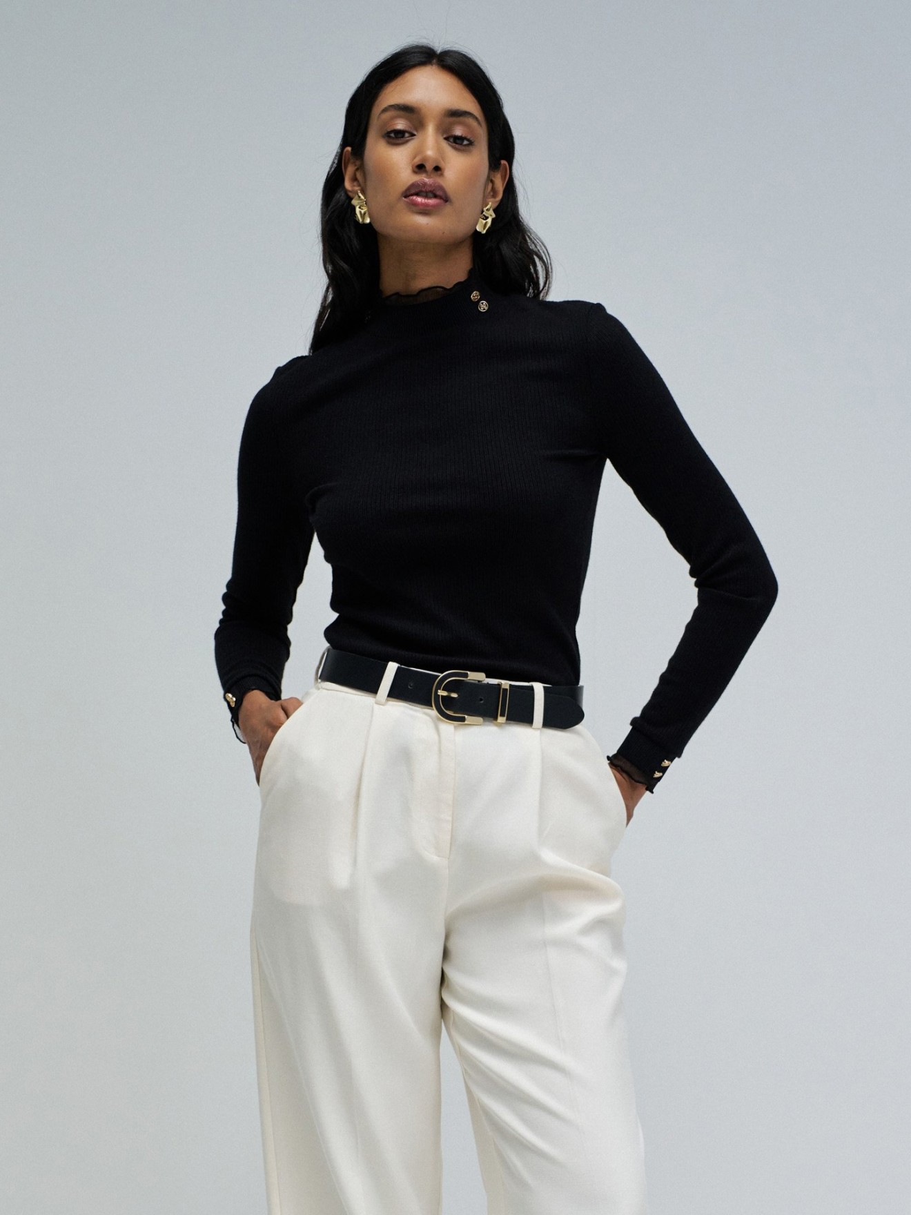 Camisola de Malha com Gola Alta