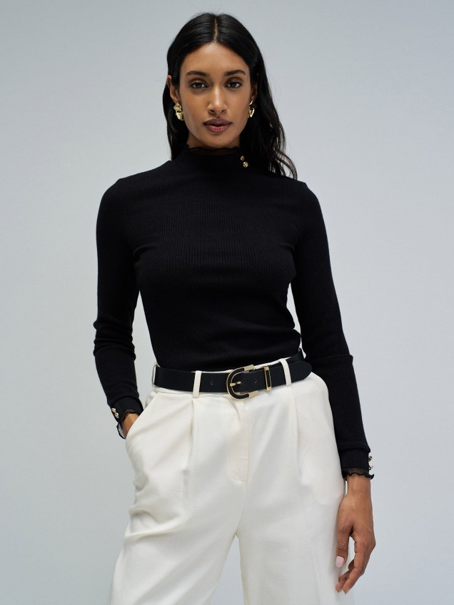 Camisola de Malha com Gola Alta