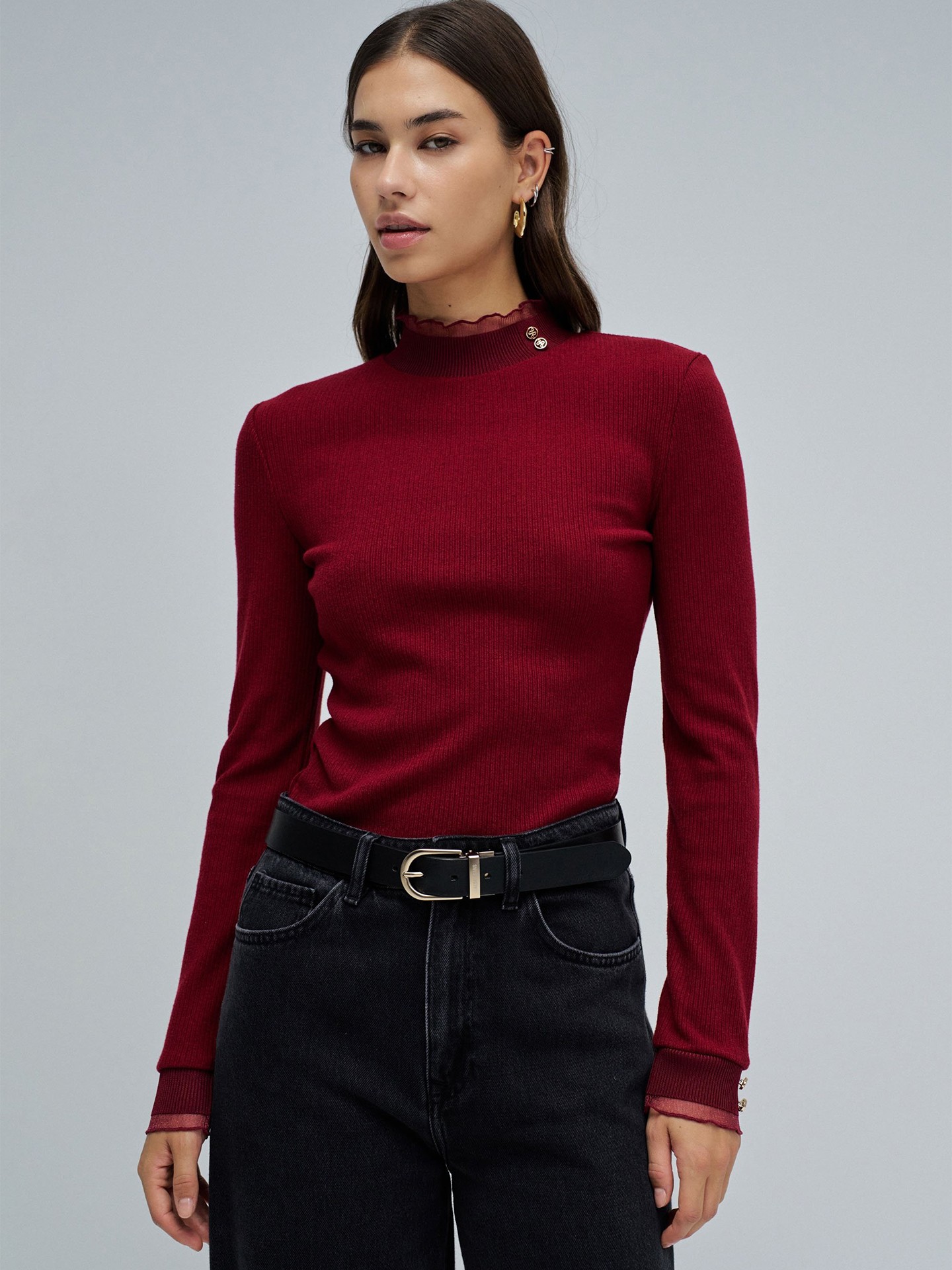 Camisola de Malha com Gola Alta