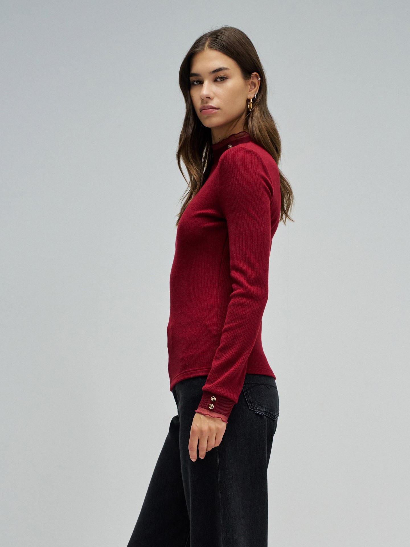 Camisola de Malha com Gola Alta