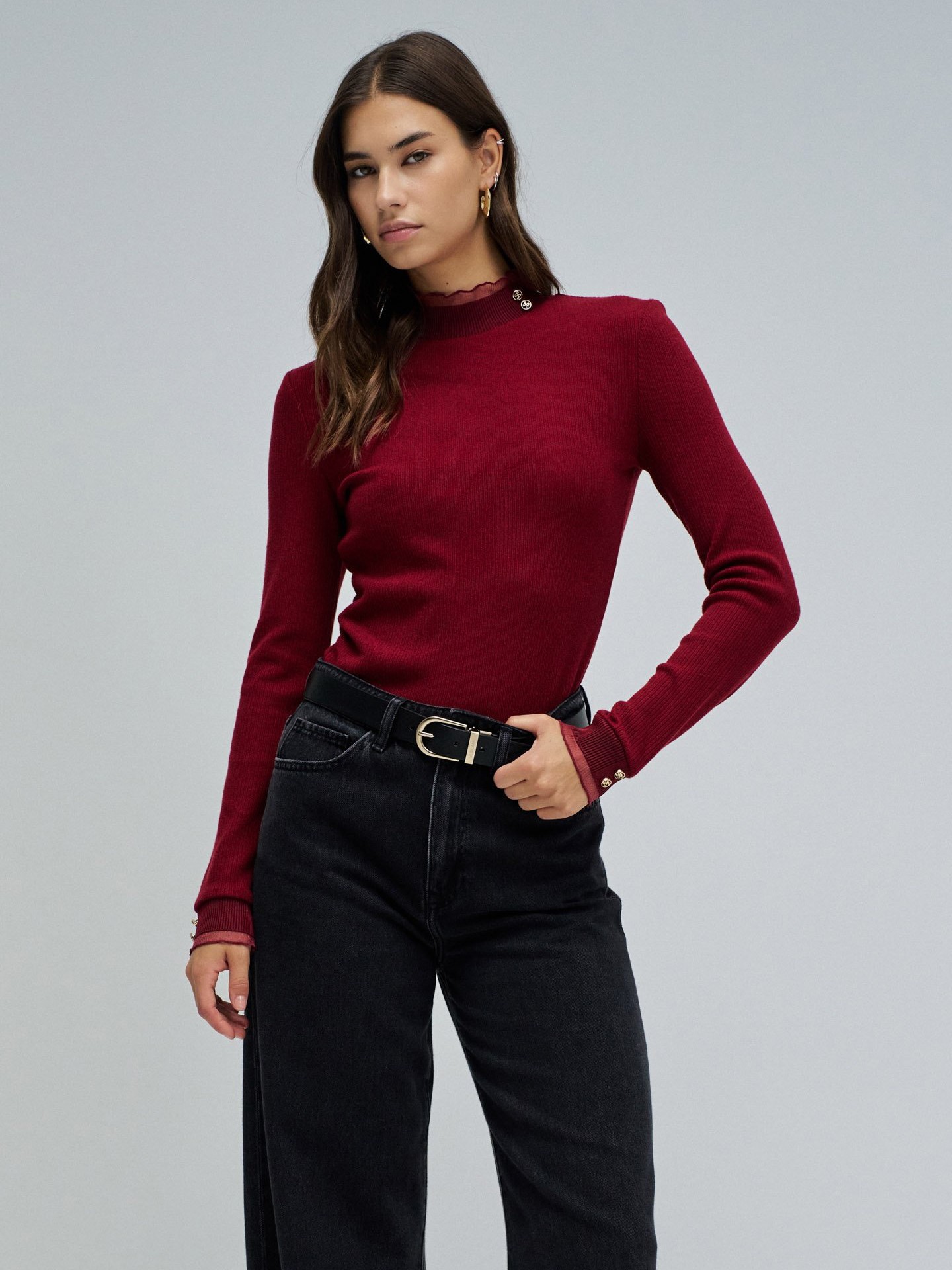 Camisola de Malha com Gola Alta