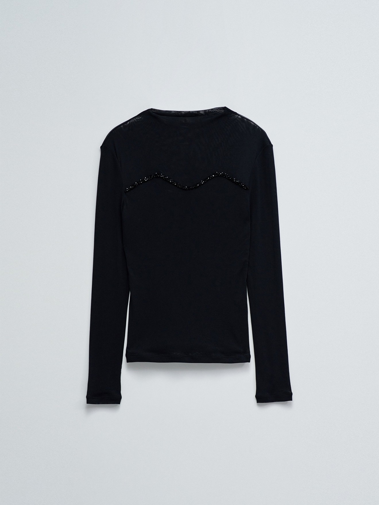 Camisola de Gola Alta com Tule