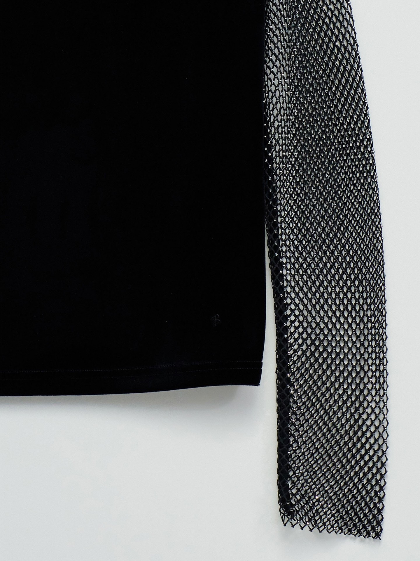 Camisola de Veludo com Mangas em Rede