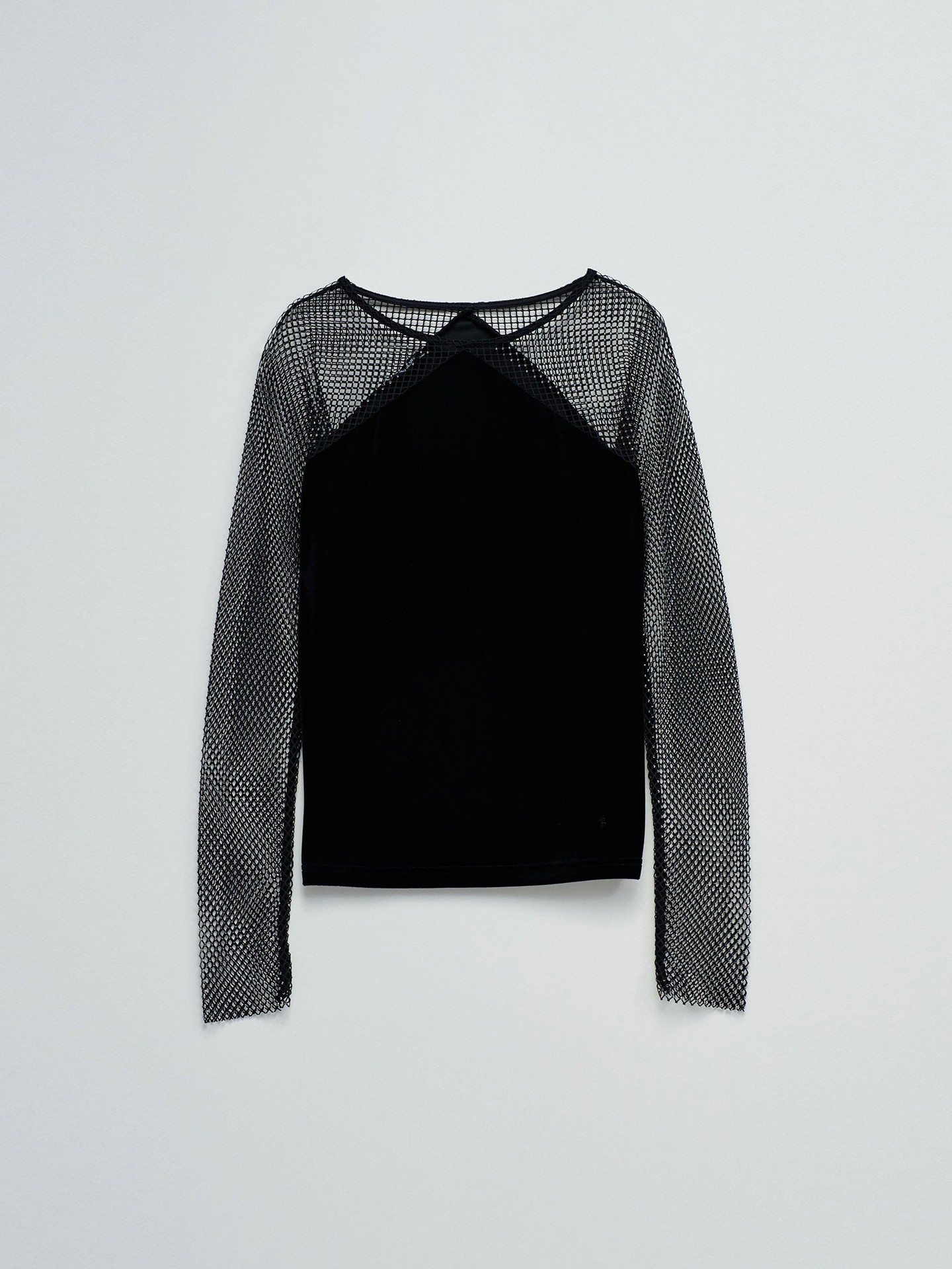 Camisola de Veludo com Mangas em Rede