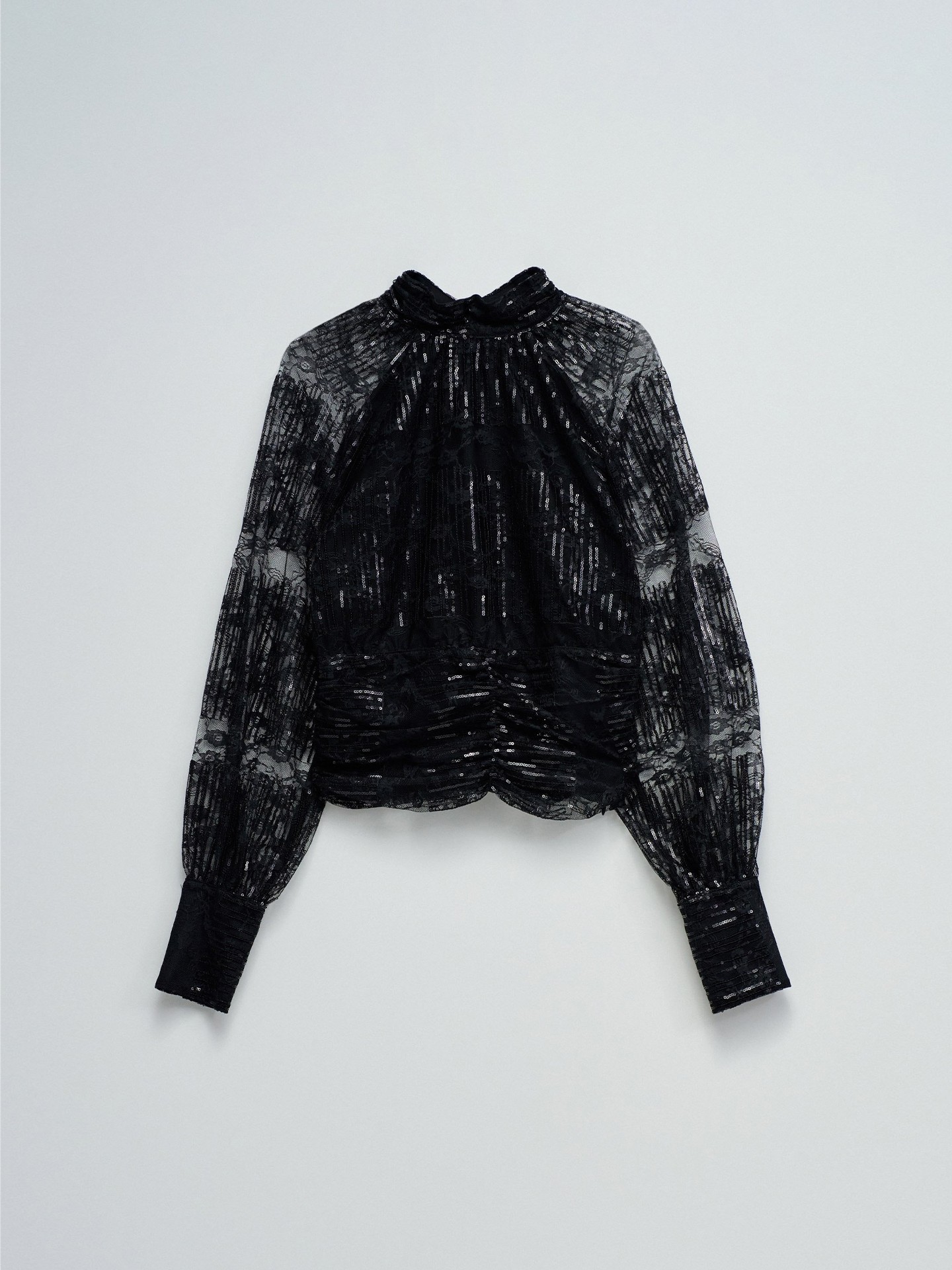 Blusa de Gola Subida com Lantejoulas