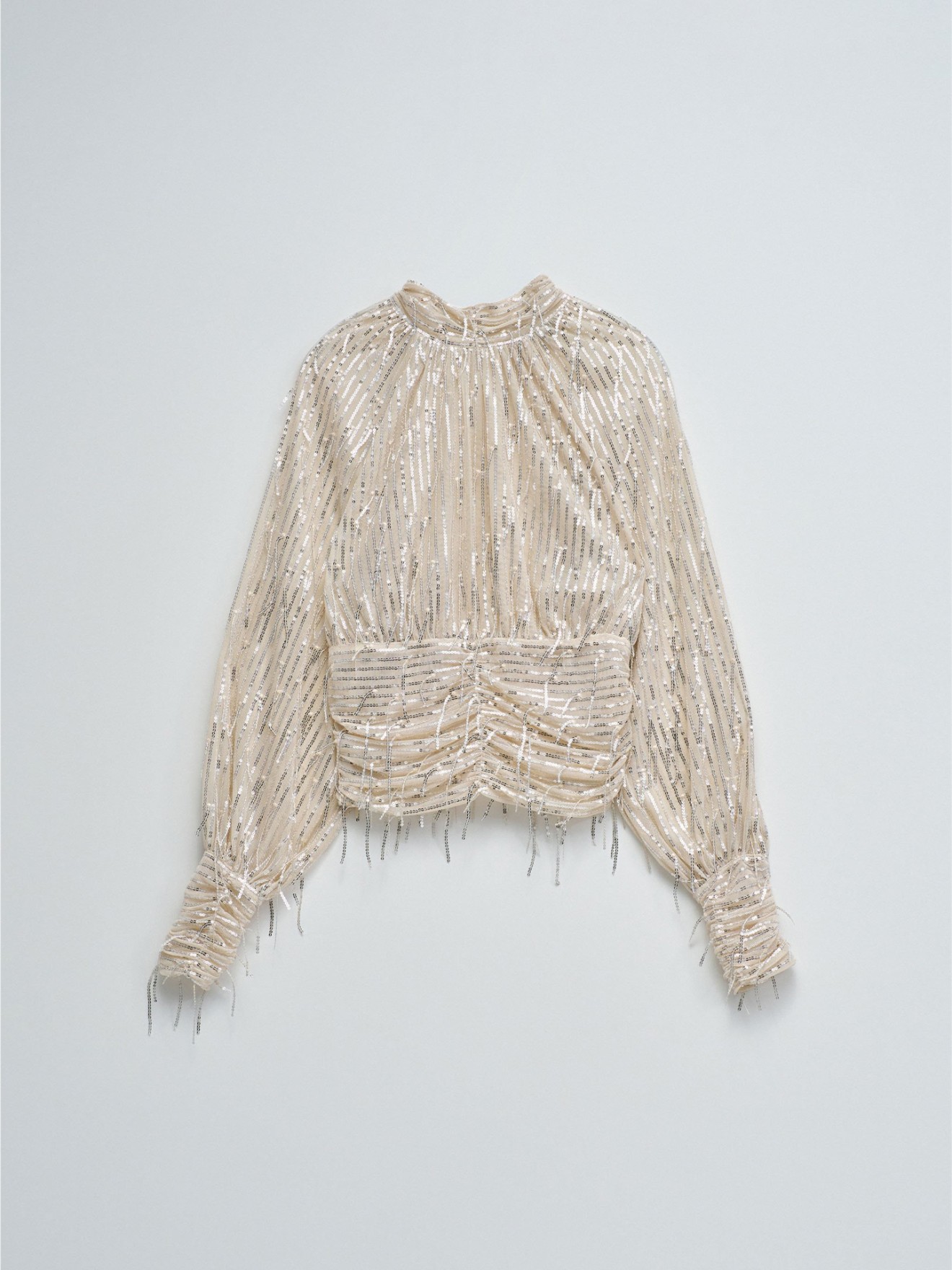 Blusa de Gola Subida com Lantejoulas