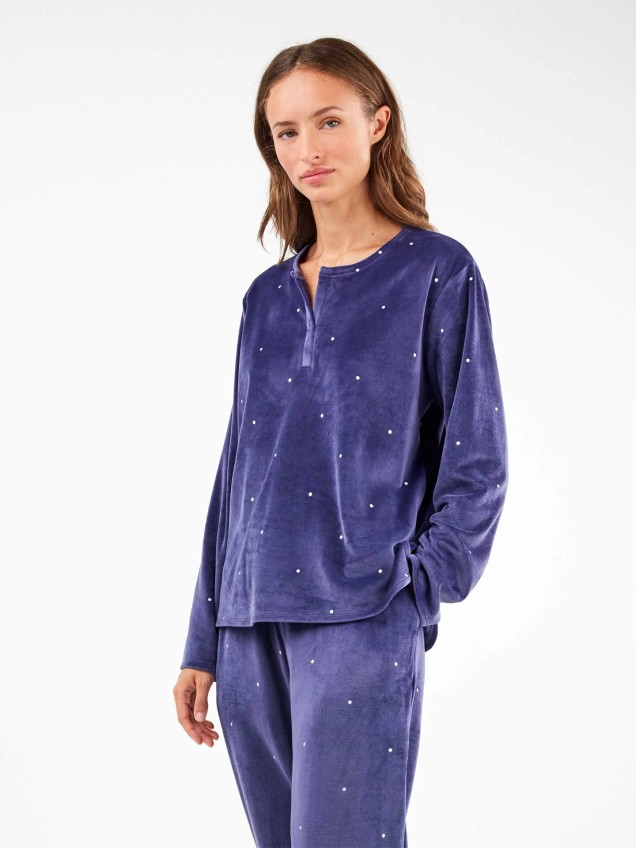 Pijama de Malha Polar Elástica com Padrão