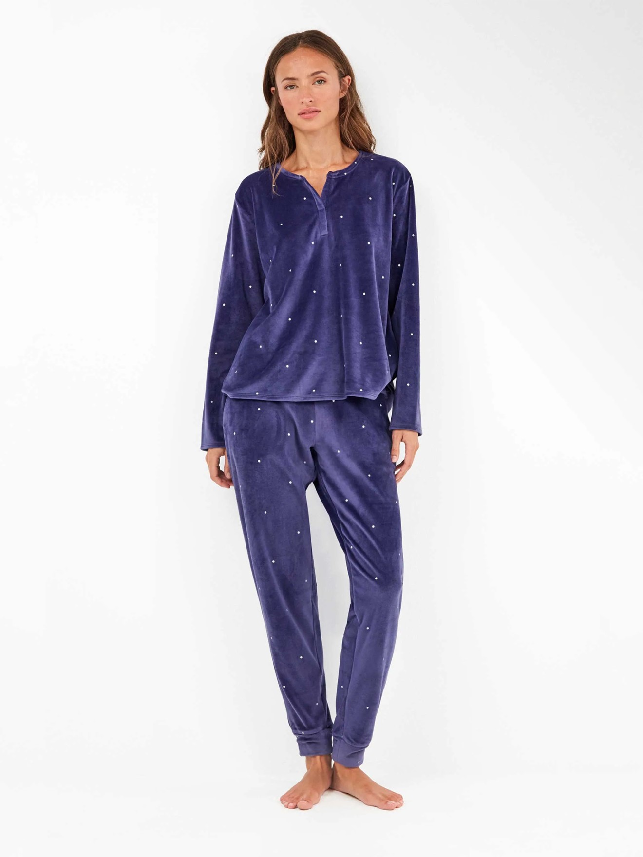 Pijama de Malha Polar Elástica com Padrão