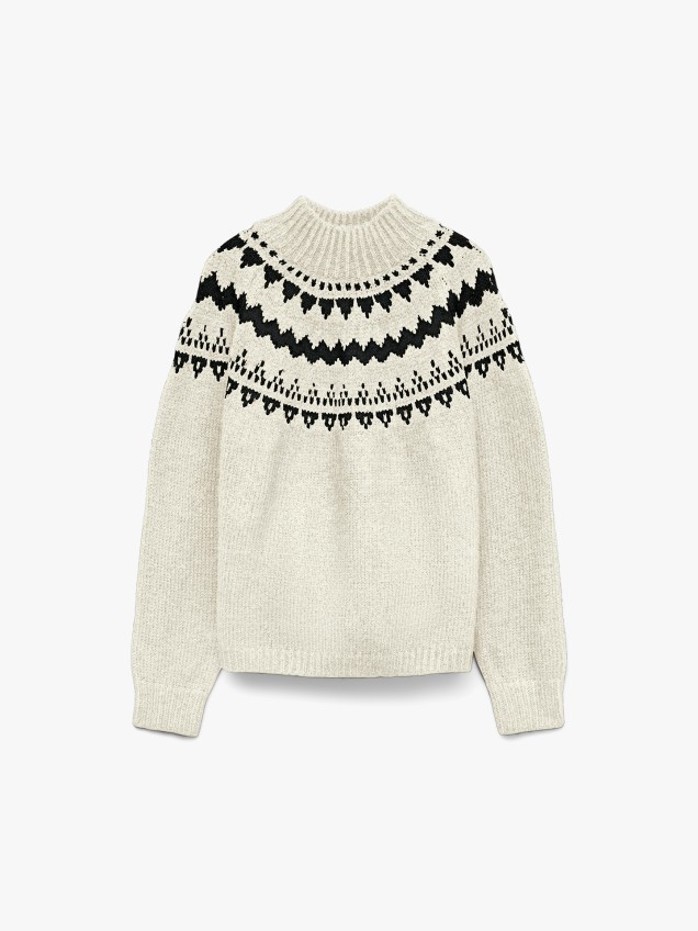 Camisola de Malha com Padrão Jacquard