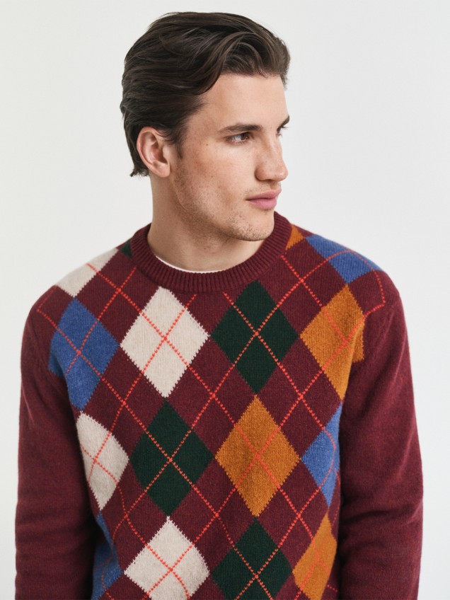 Camisola de Malha com Padrão Losango