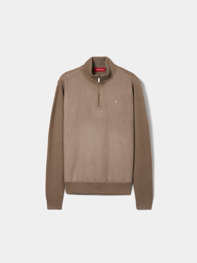 Camisola de Malha Combinada com Fecho