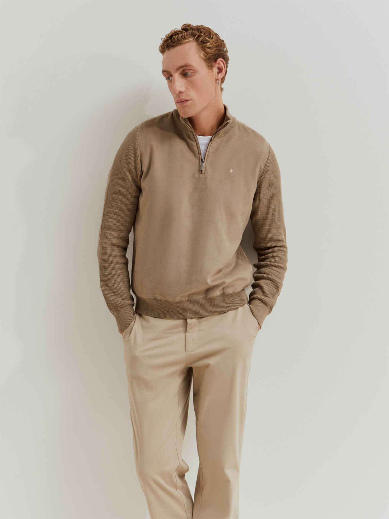 Camisola de Malha Combinada com Fecho