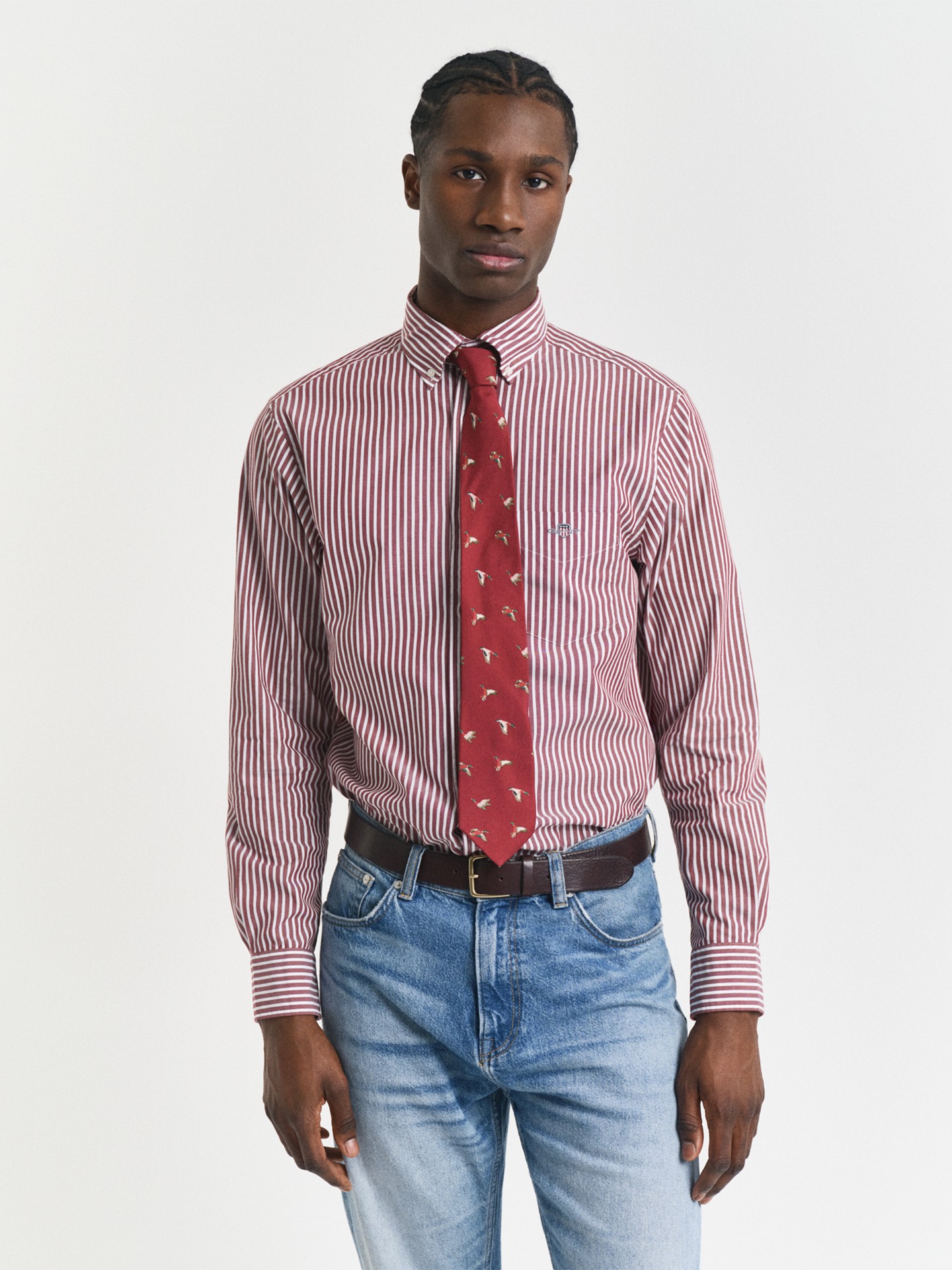 Camisa Regular Fit Striped Poplin