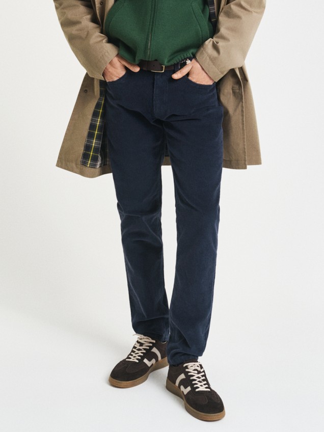 Calças de Ganga em Bombazine Slim Fit