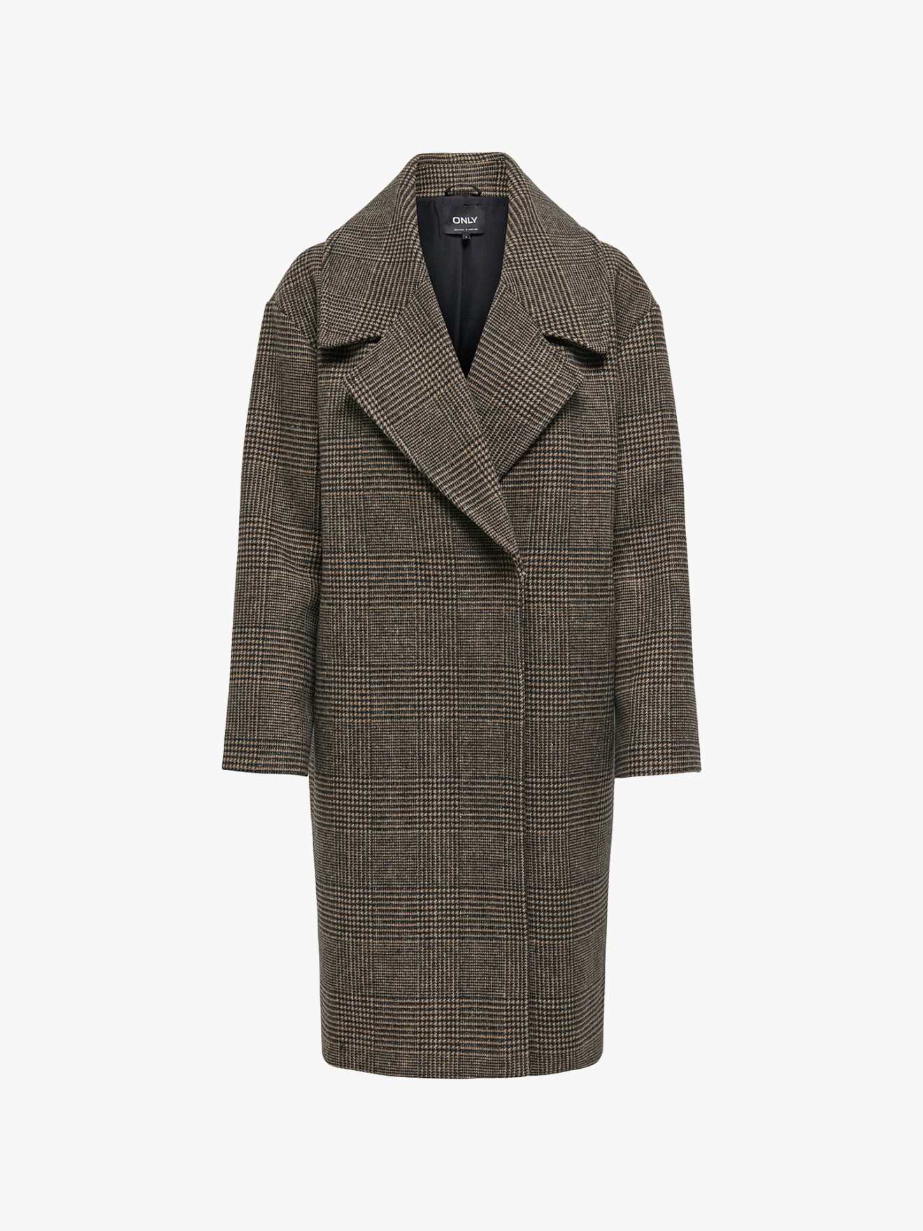 Sobretudo com Padro Xadrez e Gola de Lapela