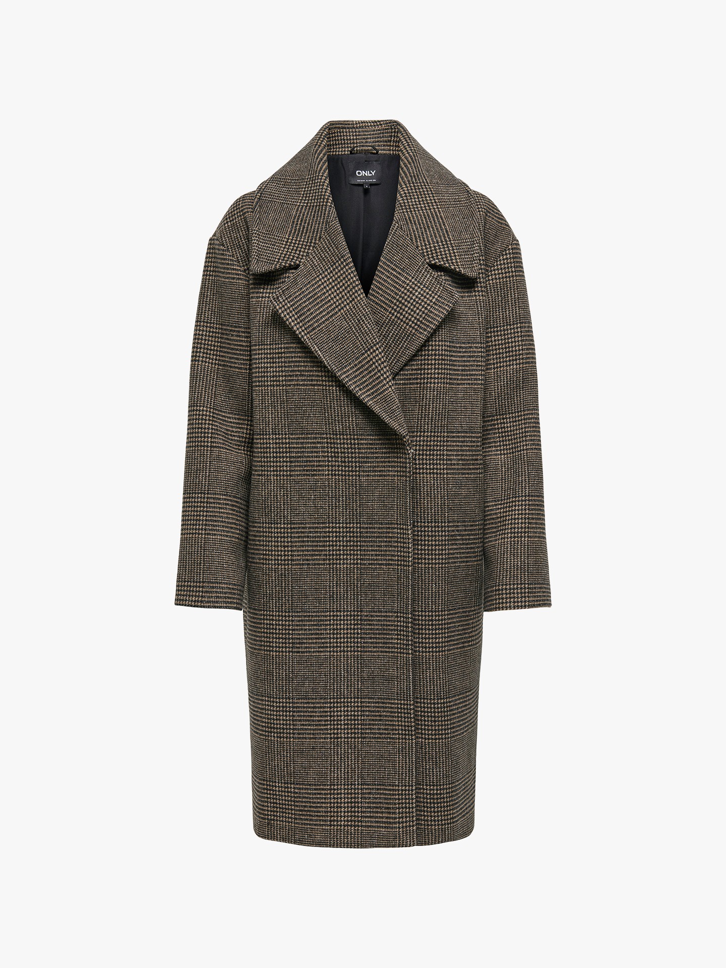 Sobretudo com Padrão Xadrez e Gola de Lapela