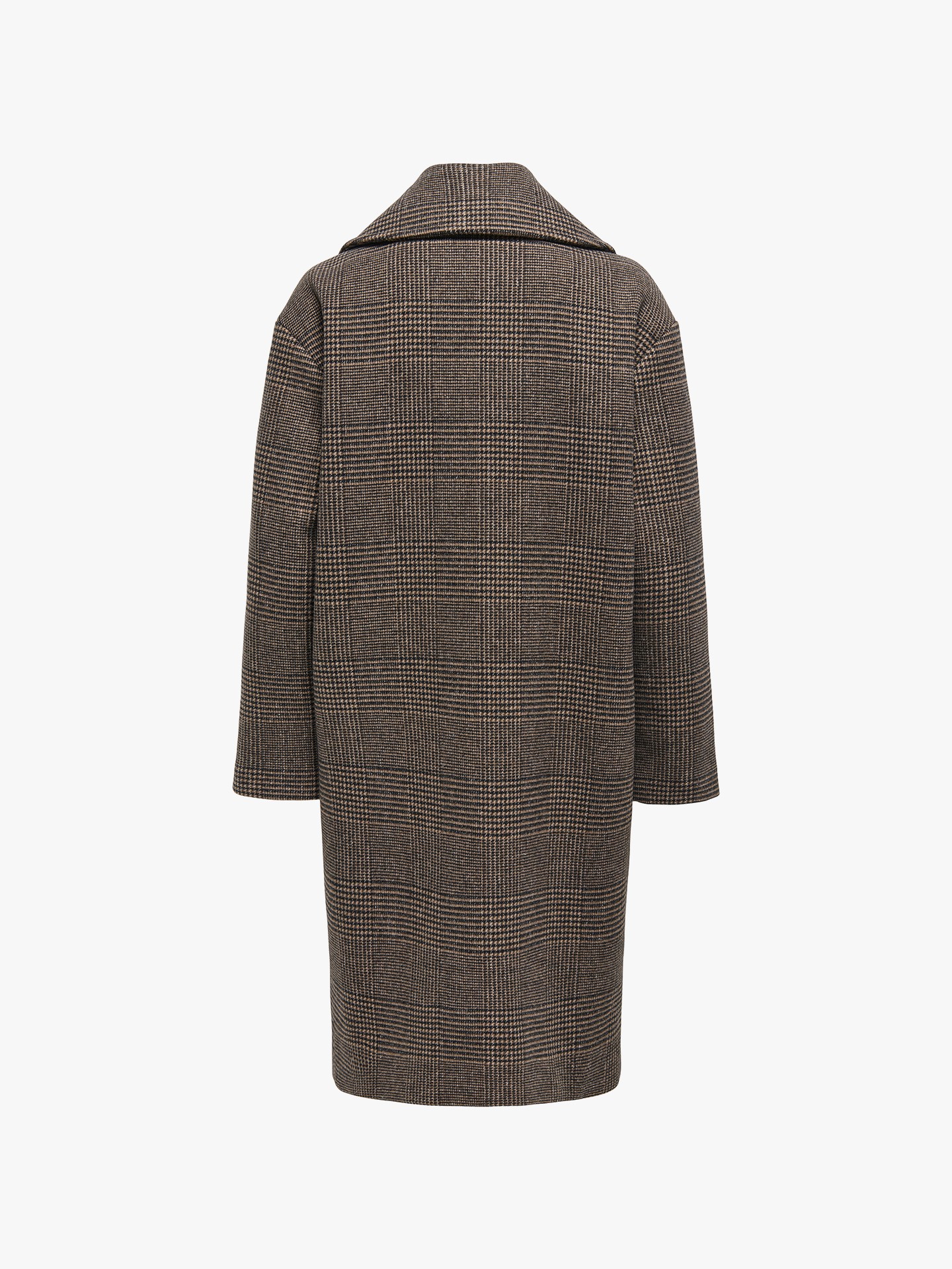 Sobretudo com Padrão Xadrez e Gola de Lapela