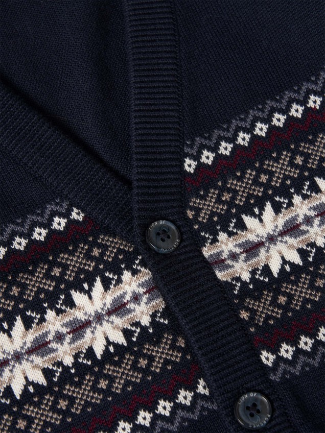 Casaco de Malha com Padrão Jacquard