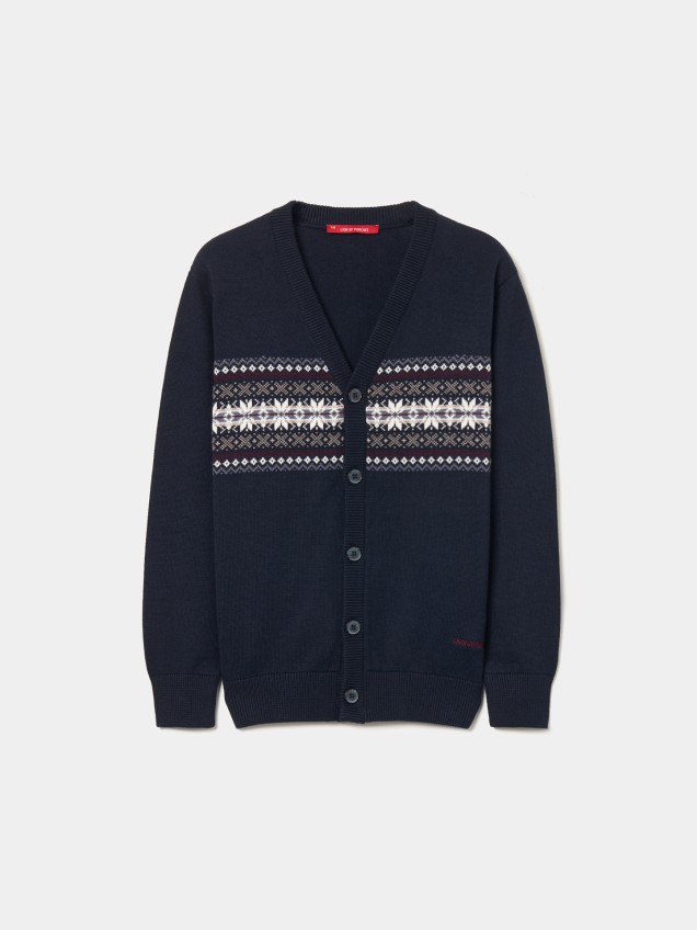 Casaco de Malha com Padrão Jacquard