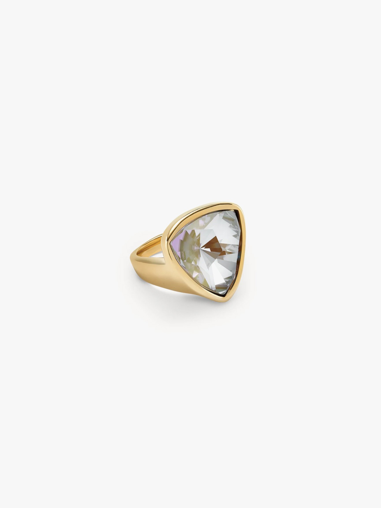 Anel Grande Triangular com Cristal Facetado